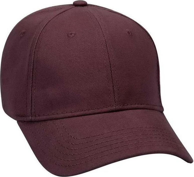 OTTO 19-251 Brushed Bull Denim Seamed Front Panel Low Profile Pro Style Cap - Burgandy Maroon