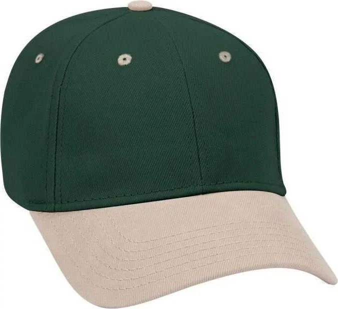 OTTO 19-251 Brushed Bull Denim Seamed Front Panel Low Profile Pro Style Cap - Khaki Dark Green