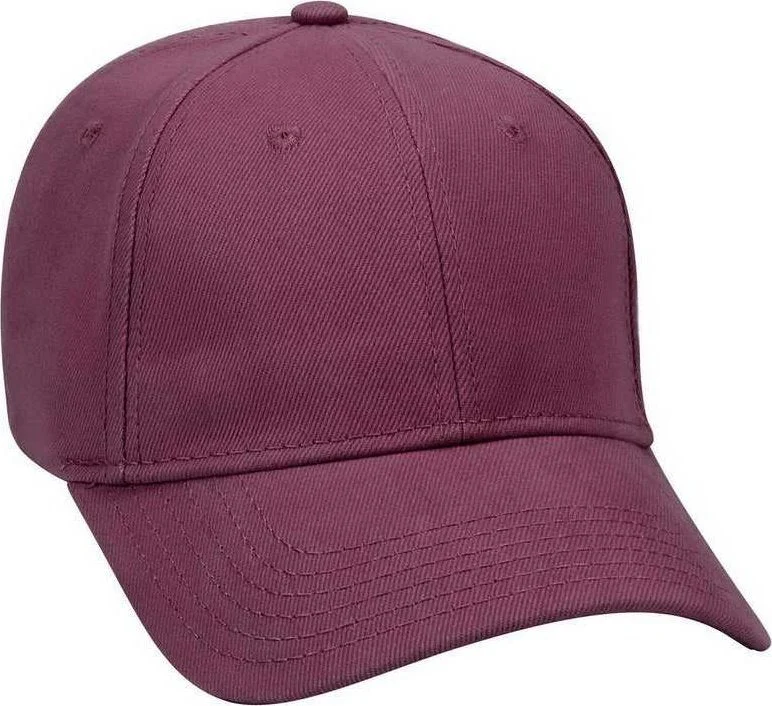 OTTO 19-251 Brushed Bull Denim Seamed Front Panel Low Profile Pro Style Cap - Maroon