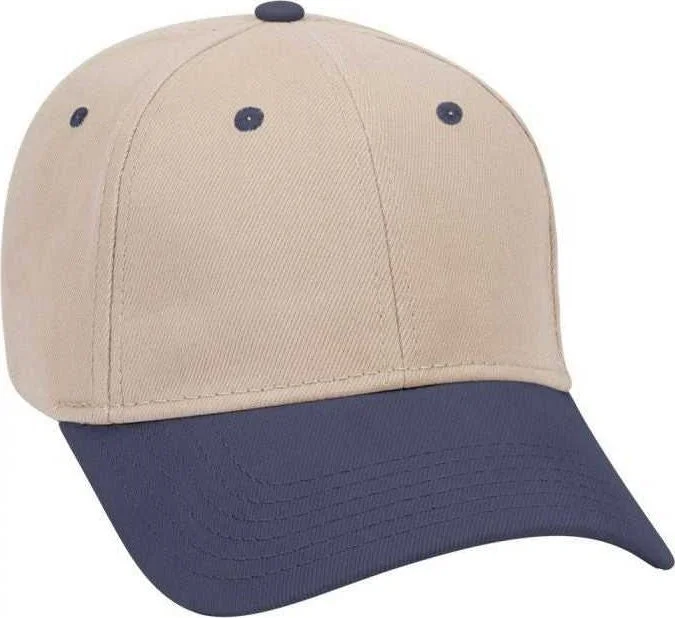 OTTO 19-251 Brushed Bull Denim Seamed Front Panel Low Profile Pro Style Cap - Navy Khaki