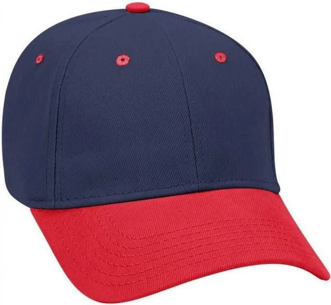 OTTO 19-251 Brushed Bull Denim Seamed Front Panel Low Profile Pro Style Cap - Red Navy