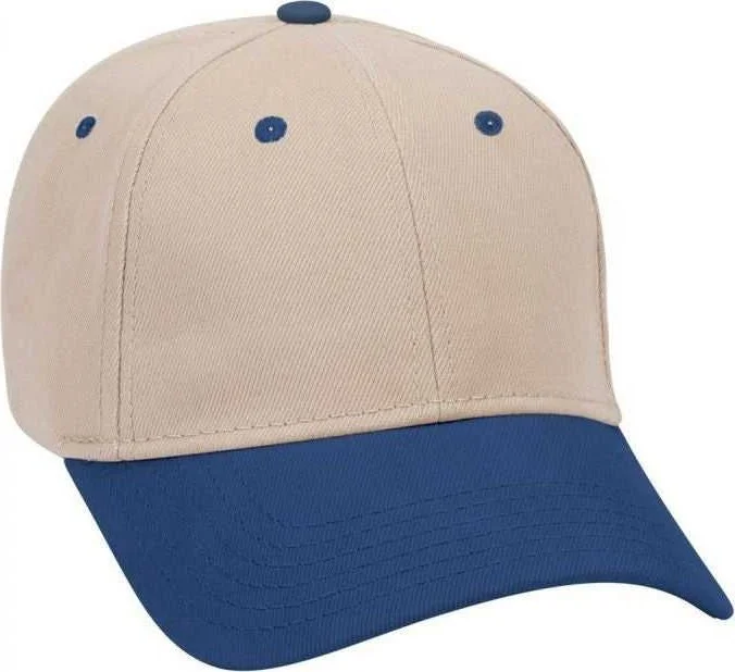 OTTO 19-251 Brushed Bull Denim Seamed Front Panel Low Profile Pro Style Cap - Royal Khaki