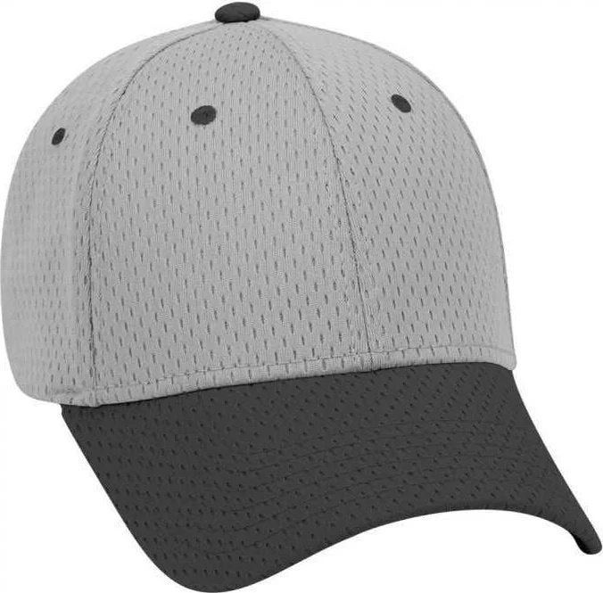 OTTO 19-366 Polyester Pro Mesh Gray Undervisor Low Profile Pro Style Structured Firm Front Panel Cap - Black Gray