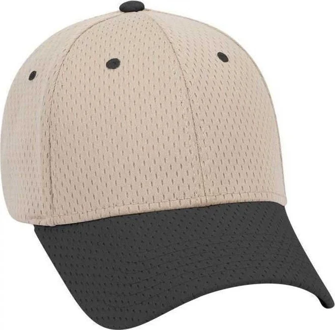 OTTO 19-366 Polyester Pro Mesh Gray Undervisor Low Profile Pro Style Structured Firm Front Panel Cap - Black Khaki