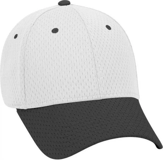 OTTO 19-366 Polyester Pro Mesh Gray Undervisor Low Profile Pro Style Structured Firm Front Panel Cap - Black White