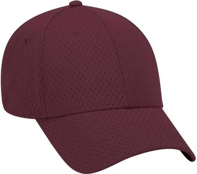 OTTO 19-366 Polyester Pro Mesh Gray Undervisor Low Profile Pro Style Structured Firm Front Panel Cap - Maroon