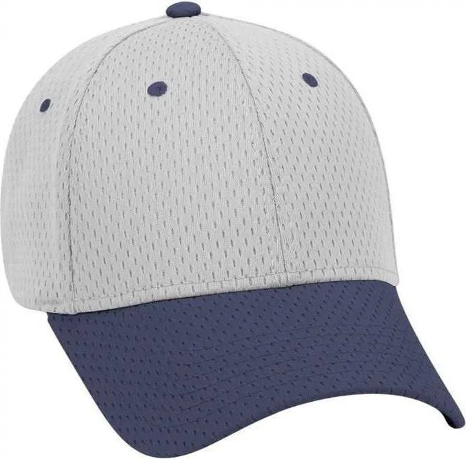 OTTO 19-366 Polyester Pro Mesh Gray Undervisor Low Profile Pro Style Structured Firm Front Panel Cap - Navy Gray