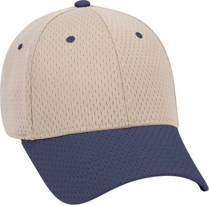 OTTO 19-366 Polyester Pro Mesh Gray Undervisor Low Profile Pro Style Structured Firm Front Panel Cap - Navy Khaki