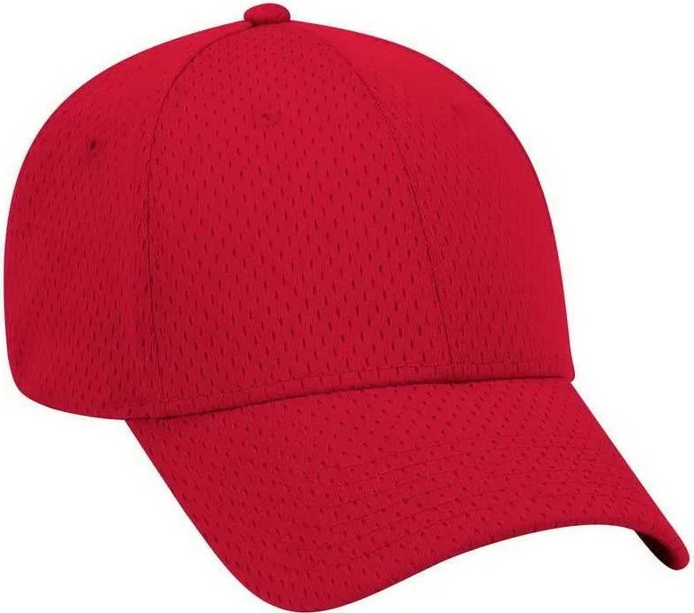 OTTO 19-366 Polyester Pro Mesh Gray Undervisor Low Profile Pro Style Structured Firm Front Panel Cap - Red