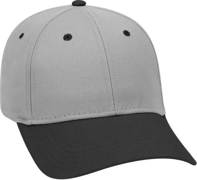 OTTO 19-536 Cotton Twill Low Profile Pro Style Cap with 6 Embroidered Eyelets - Black Gray Gray