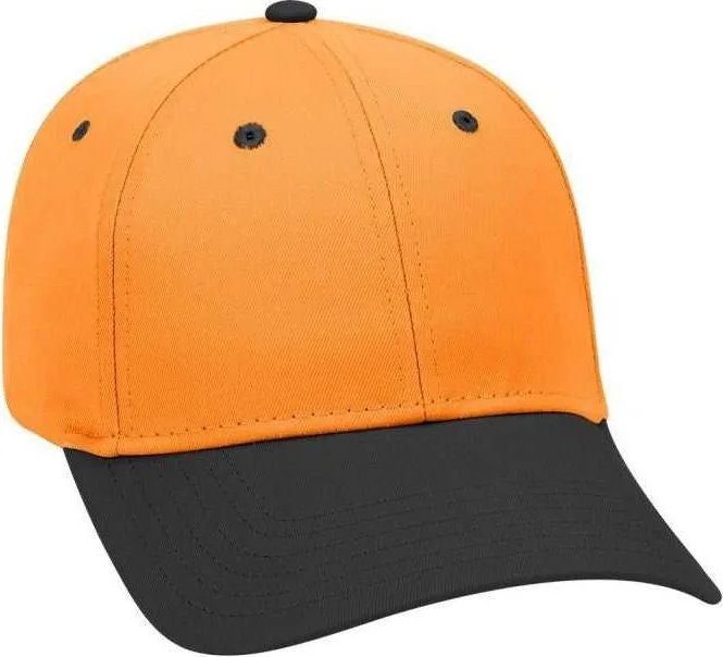 OTTO 19-536 Cotton Twill Low Profile Pro Style Cap with 6 Embroidered Eyelets - Black Orange Orange