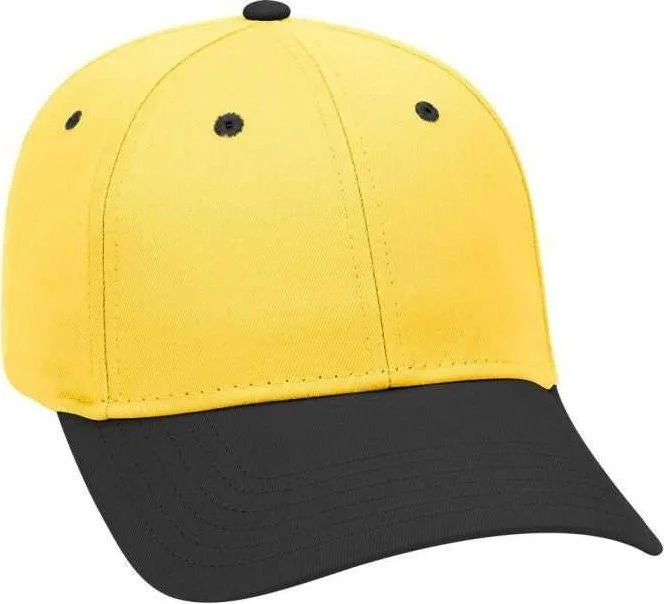 OTTO 19-536 Cotton Twill Low Profile Pro Style Cap with 6 Embroidered Eyelets - Black Yellow Yellow