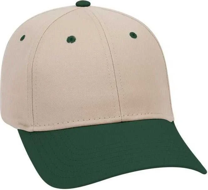 OTTO 19-536 Cotton Twill Low Profile Pro Style Cap with 6 Embroidered Eyelets - Dark Green Khaki Khaki