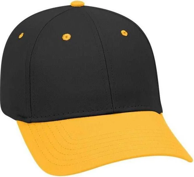 OTTO 19-536 Cotton Twill Low Profile Pro Style Cap with 6 Embroidered Eyelets - Gold Black Black