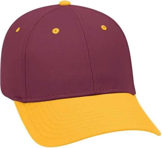 OTTO 19-536 Cotton Twill Low Profile Pro Style Cap with 6 Embroidered Eyelets - Gold Burgandy Maroon Burgandy Maroon