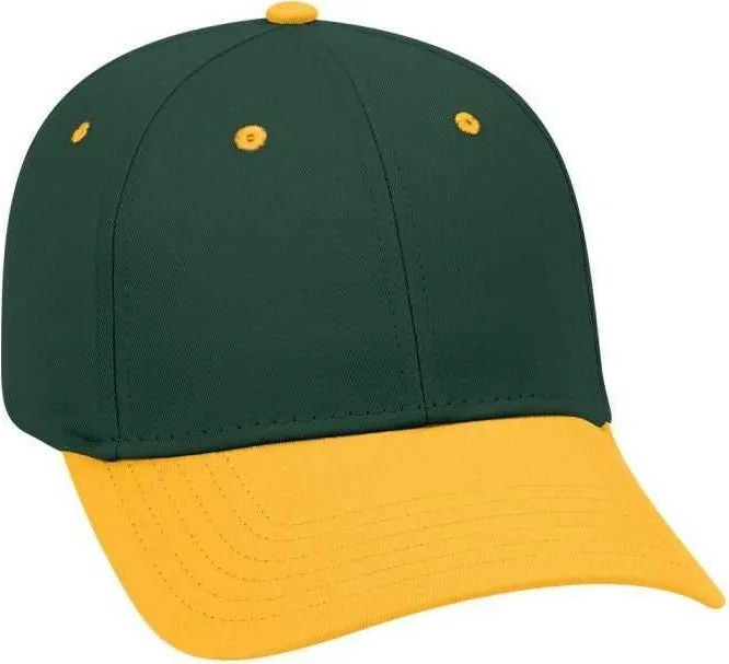 OTTO 19-536 Cotton Twill Low Profile Pro Style Cap with 6 Embroidered Eyelets - Gold Dark Green Dark Green