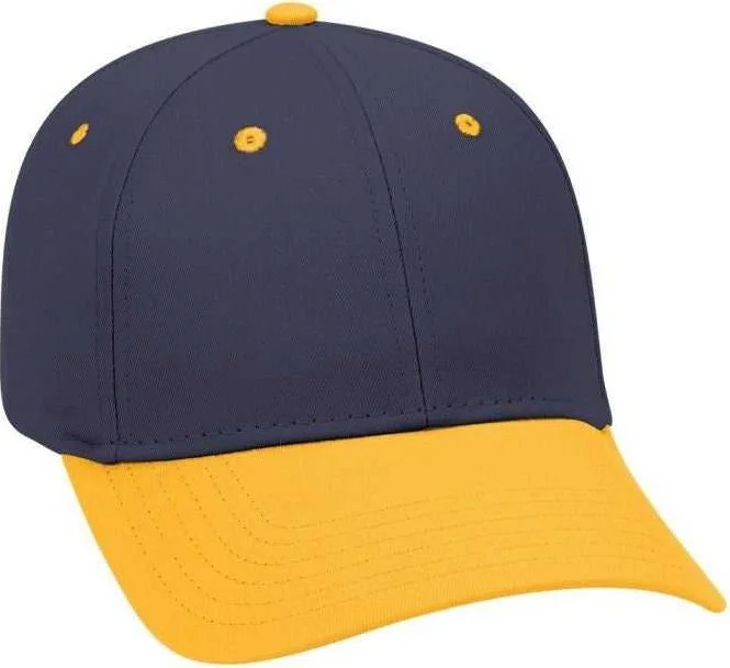 OTTO 19-536 Cotton Twill Low Profile Pro Style Cap with 6 Embroidered Eyelets - Gold Navy Navy