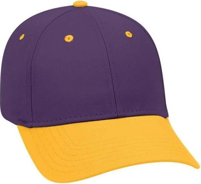 OTTO 19-536 Cotton Twill Low Profile Pro Style Cap with 6 Embroidered Eyelets - Gold Purple Purple