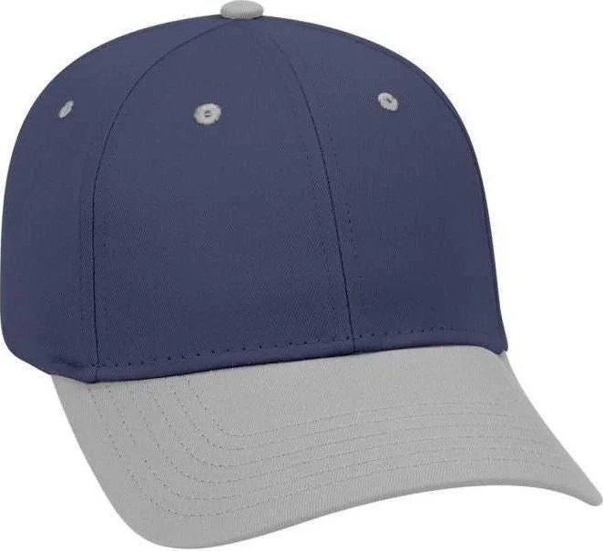 OTTO 19-536 Cotton Twill Low Profile Pro Style Cap with 6 Embroidered Eyelets - Gray Navy Navy