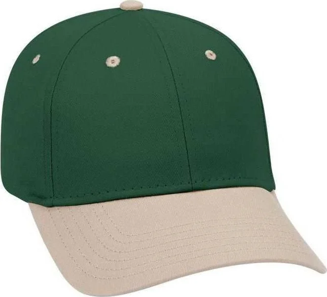 OTTO 19-536 Cotton Twill Low Profile Pro Style Cap with 6 Embroidered Eyelets - Khaki Dark Green Dark Green