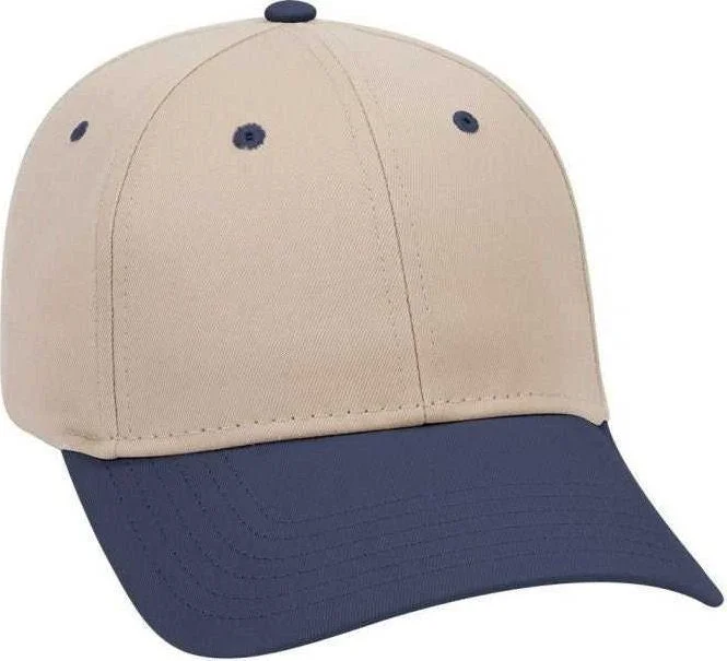 OTTO 19-536 Cotton Twill Low Profile Pro Style Cap with 6 Embroidered Eyelets - Navy Khaki Khaki