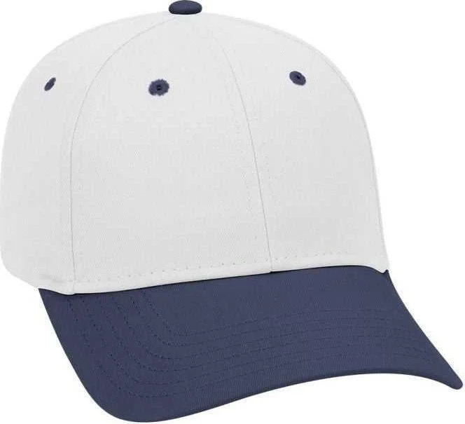 OTTO 19-536 Cotton Twill Low Profile Pro Style Cap with 6 Embroidered Eyelets - Navy White White