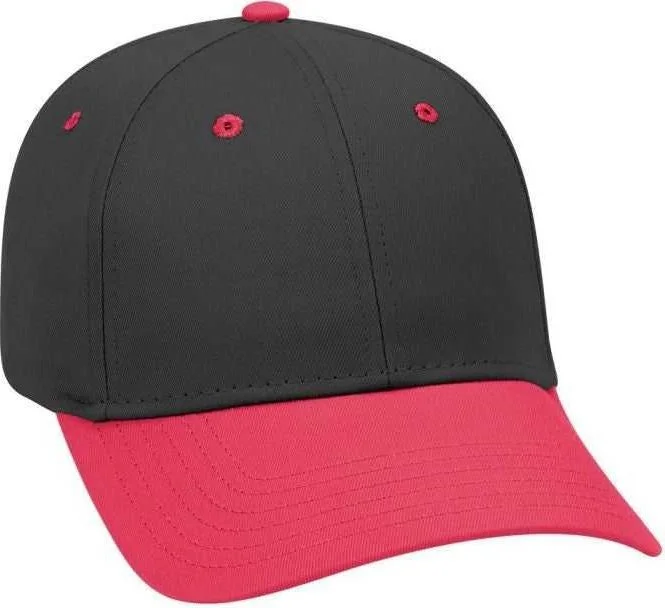 OTTO 19-536 Cotton Twill Low Profile Pro Style Cap with 6 Embroidered Eyelets - Red Black Black