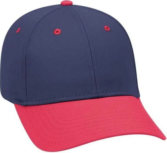 OTTO 19-536 Cotton Twill Low Profile Pro Style Cap with 6 Embroidered Eyelets - Red Navy Navy