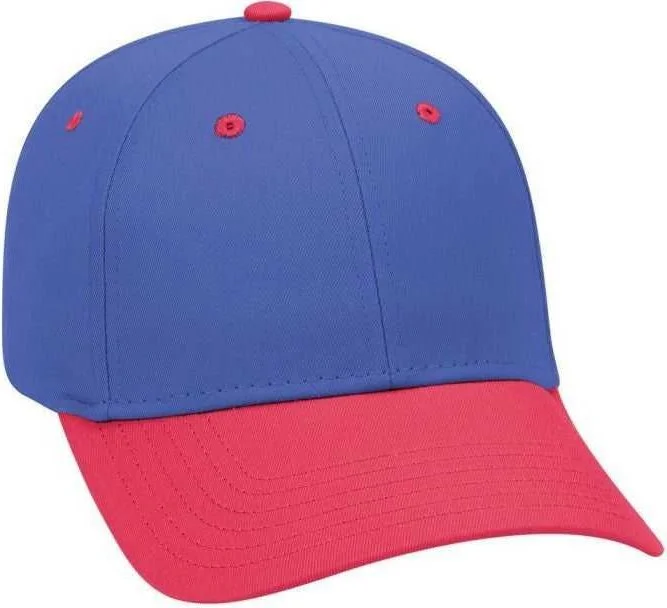 OTTO 19-536 Cotton Twill Low Profile Pro Style Cap with 6 Embroidered Eyelets - Red Royal Royal