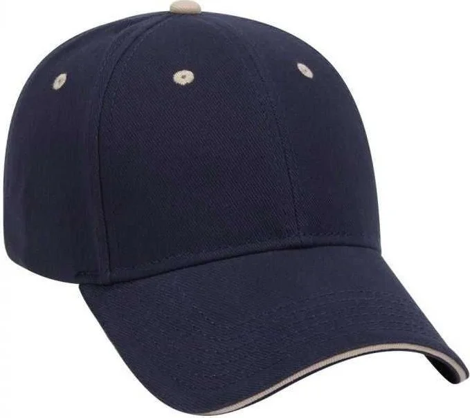 OTTO 23-255 Brushed Bull Denim Sandwich Visor Low Profile Pro Style Cap with Loop Closure - Navy Navy Khaki