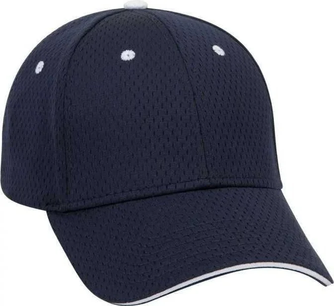 OTTO 23-368 Polyester Pro Mesh Sandwich Visor Low Profile Pro Style Structured Firm Front Panel Cap - Navy Navy White