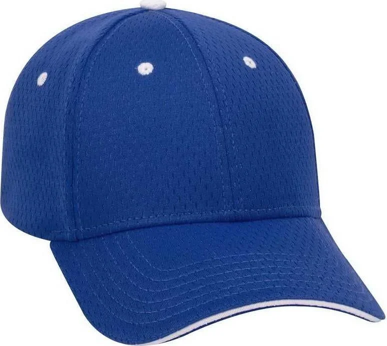 OTTO 23-368 Polyester Pro Mesh Sandwich Visor Low Profile Pro Style Structured Firm Front Panel Cap - Royal Royal White