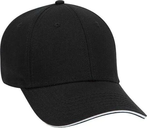 OTTO 23-766 Superior Cotton Twill Sandwich Visor Low Profile Pro Style Cap - Black Black White