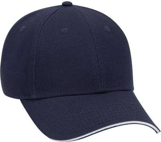 OTTO 23-766 Superior Cotton Twill Sandwich Visor Low Profile Pro Style Cap - Navy Navy White