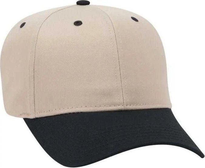 OTTO 27-079 Twill 8 Rows Stitching Pro Style Cap - Black Khaki