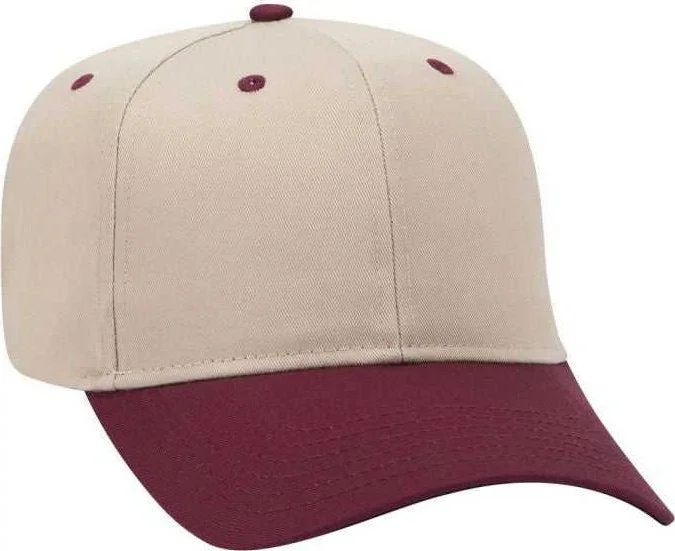 OTTO 27-079 Twill 8 Rows Stitching Pro Style Cap - Maroon Khaki