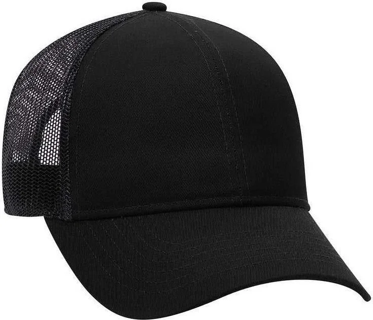 OTTO 30-287 Cotton Twill Pro Style Mesh Back Cap with Fabric Adjustable Hook - Black