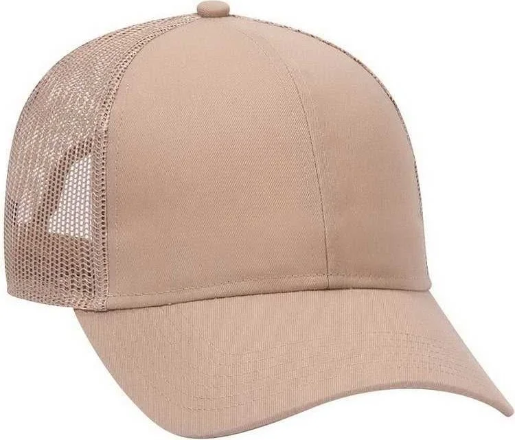 OTTO 30-287 Cotton Twill Pro Style Mesh Back Cap with Fabric Adjustable Hook - Khaki