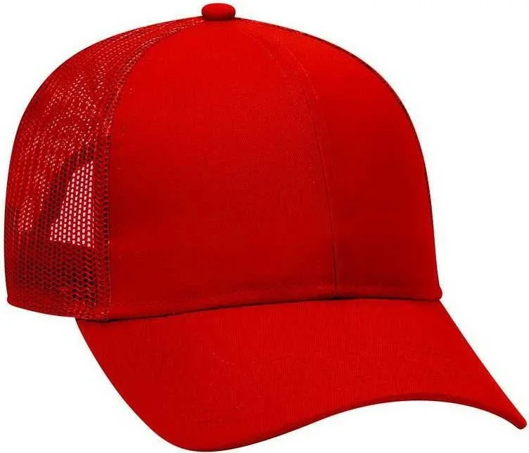 OTTO 30-287 Cotton Twill Pro Style Mesh Back Cap with Fabric Adjustable Hook - Red