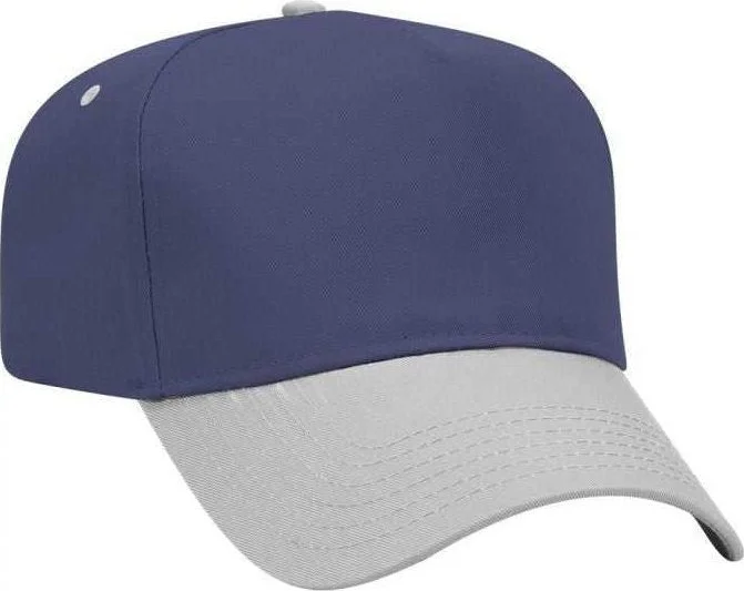 OTTO 31-069 Twill 5 Panel Pro Style Cap - Gray Navy