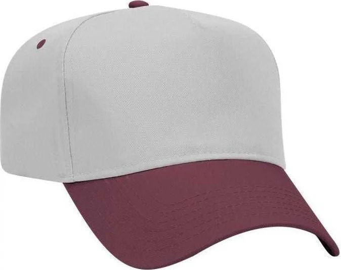 OTTO 31-069 Twill 5 Panel Pro Style Cap - Maroon Gray