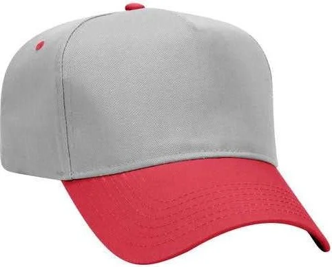 OTTO 31-069 Twill 5 Panel Pro Style Cap - Red Gray