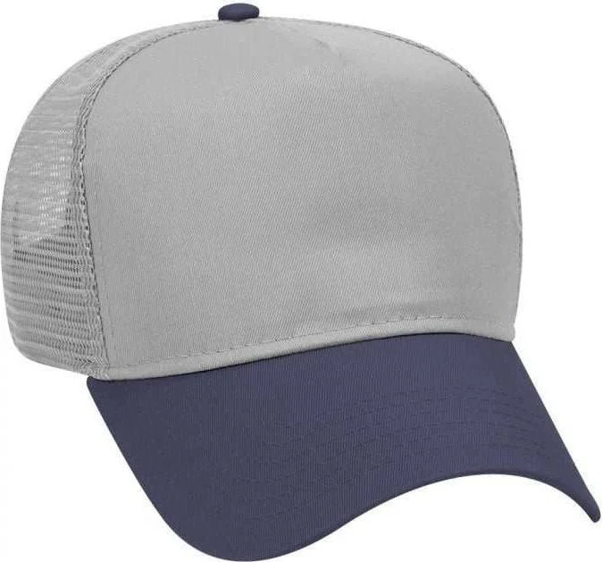 OTTO 32-285 100% Nylon Mesh Back Cotton Twill 5 Panel Pro Style Mesh Back Cap - Navy Gray