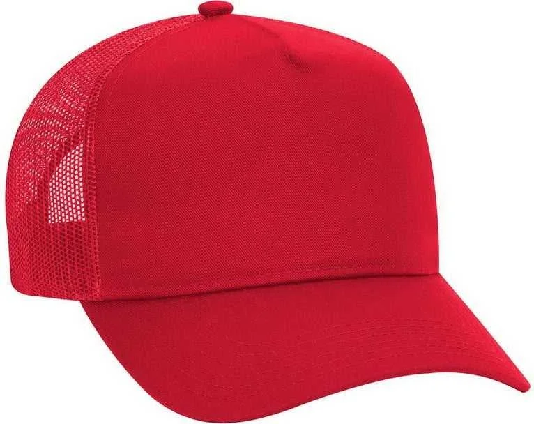 OTTO 32-285 100% Nylon Mesh Back Cotton Twill 5 Panel Pro Style Mesh Back Cap - Red