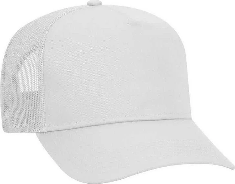 OTTO 32-285 100% Nylon Mesh Back Cotton Twill 5 Panel Pro Style Mesh Back Cap - White