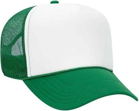 OTTO 32-467 Polyester Foam Front 5 Panel Pro Style Mesh Back Cap - Kelly White Kelly