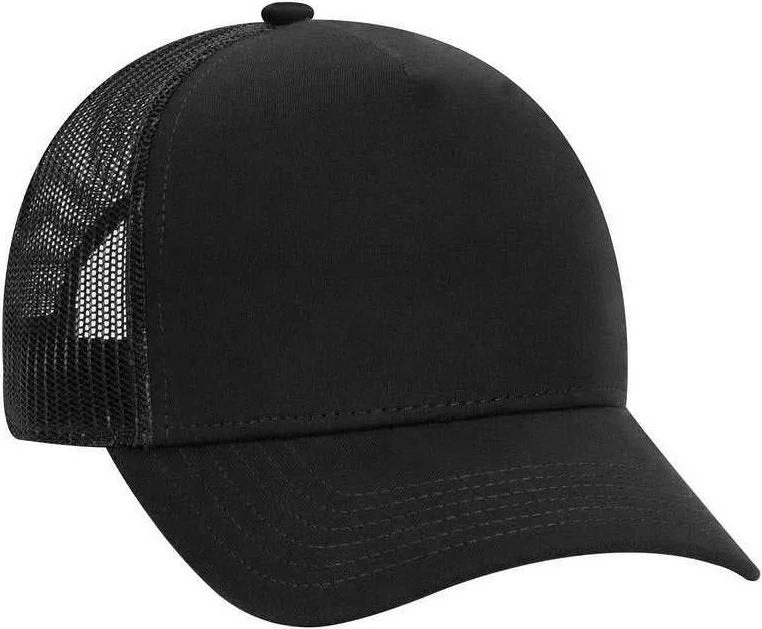 OTTO 32-934 Jersey Knit 5 Panel Pro Style Mesh Back Structured Firm Front Panel Cap - Black