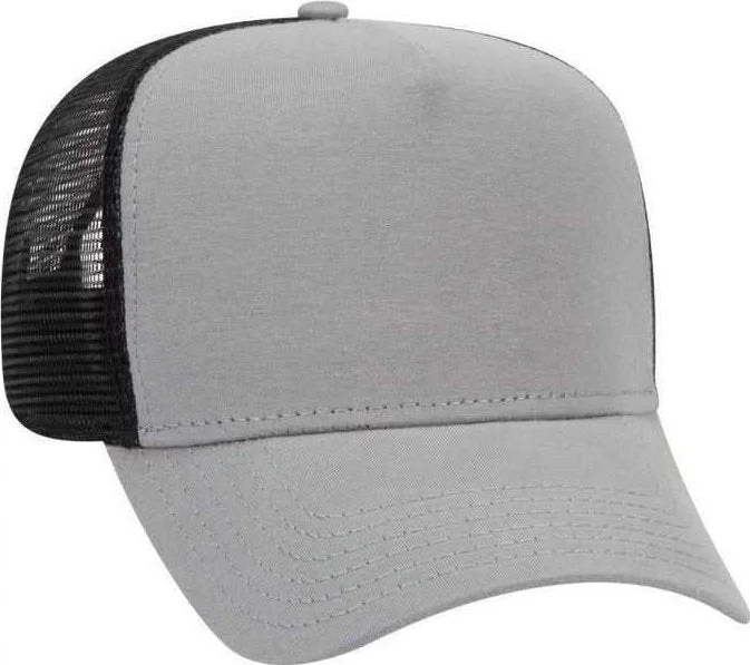 OTTO 32-934 Jersey Knit 5 Panel Pro Style Mesh Back Structured Firm Front Panel Cap - Gray Gray Black