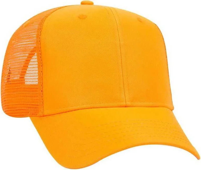 OTTO 51-819 6 Panel Mid Profile Mesh Back Trucker Cap - Neon Orange