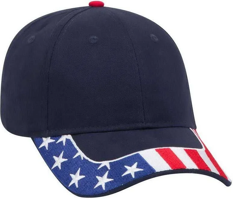 OTTO 58-710 6 Panel Low Profile Baseball Cap - Navy Flag